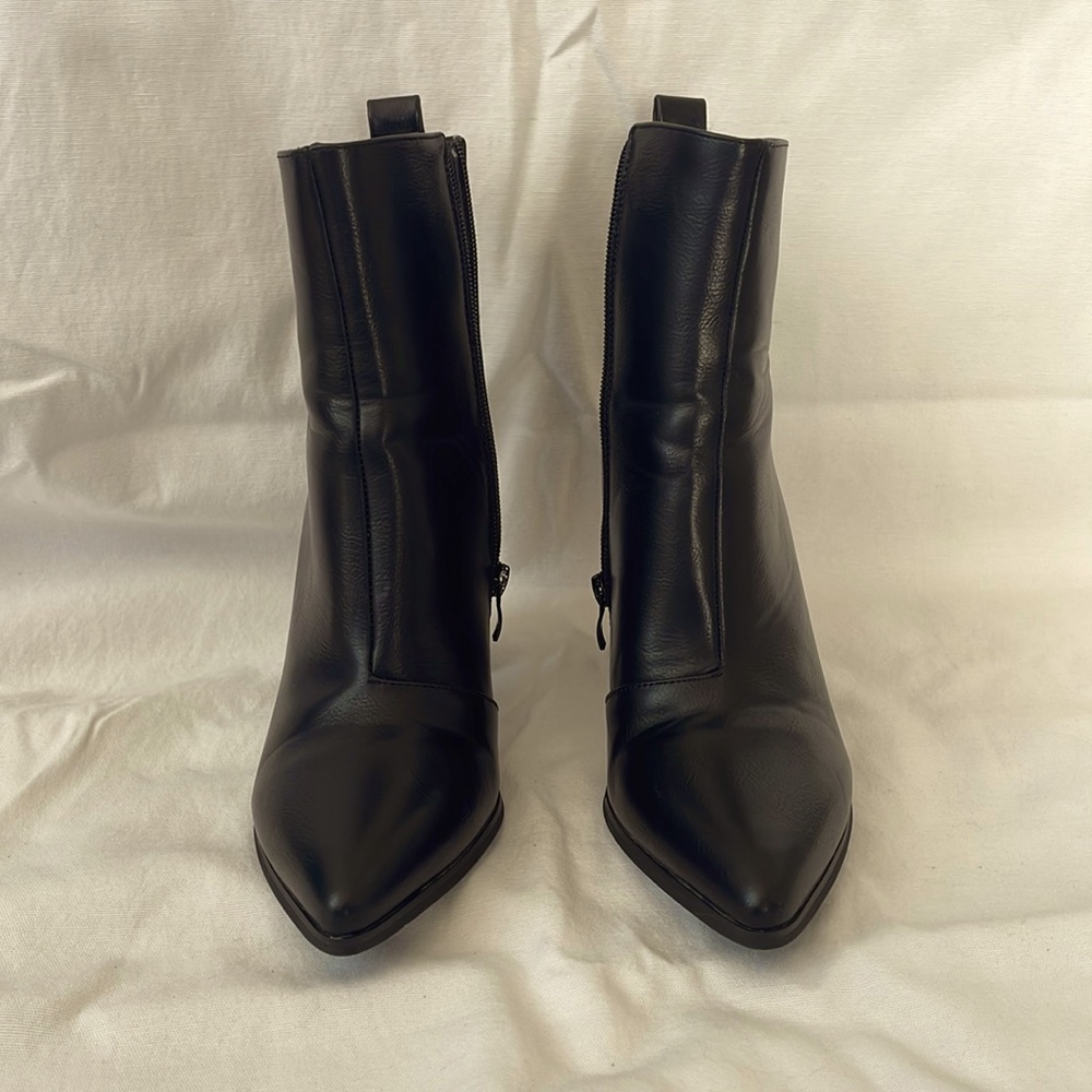 Faux leather ankle booties
